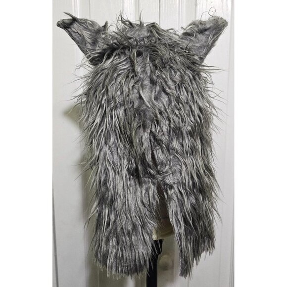 Werewolf Mask Halloween Overhead Full Head Faux Fur Wolf Fangs Scary Evil - Picture 4 of 9